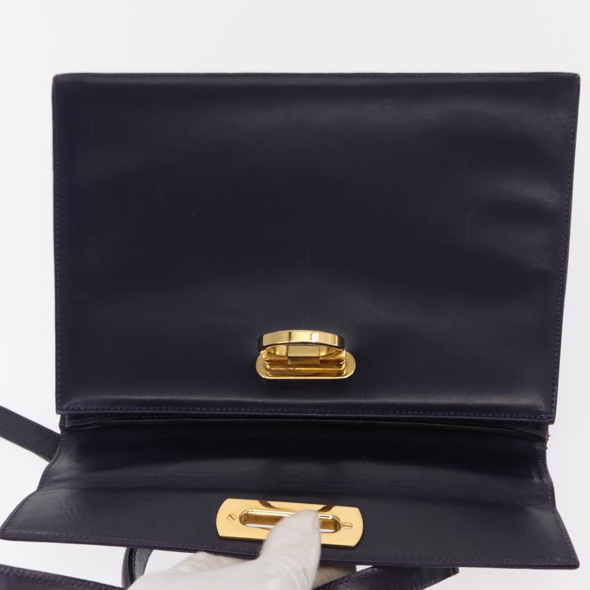 Salvatore Ferragamo Gancini Tote Bag Leather 2way Purple Gold Auth 158711