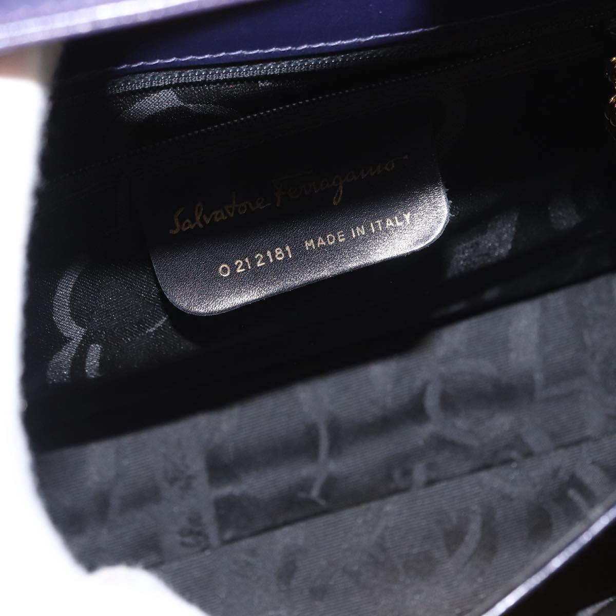 Salvatore Ferragamo Gancini Tote Bag Leather 2way Purple Gold Auth 158711