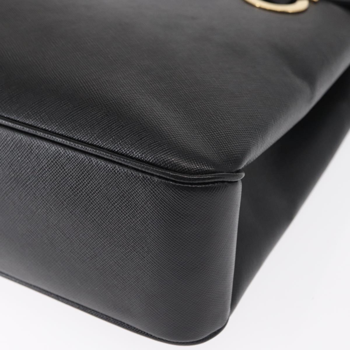 Salvatore Ferragamo Gancini Tote Bag Leather Black Gold Auth 158712