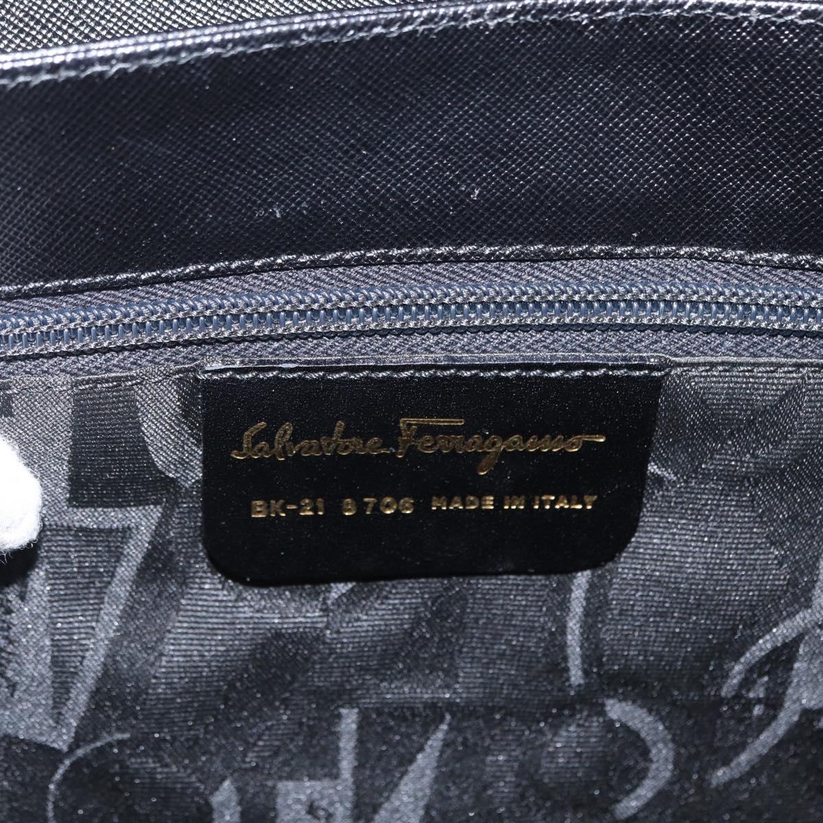 Salvatore Ferragamo Gancini Tote Bag Leather Black Gold Auth 158712