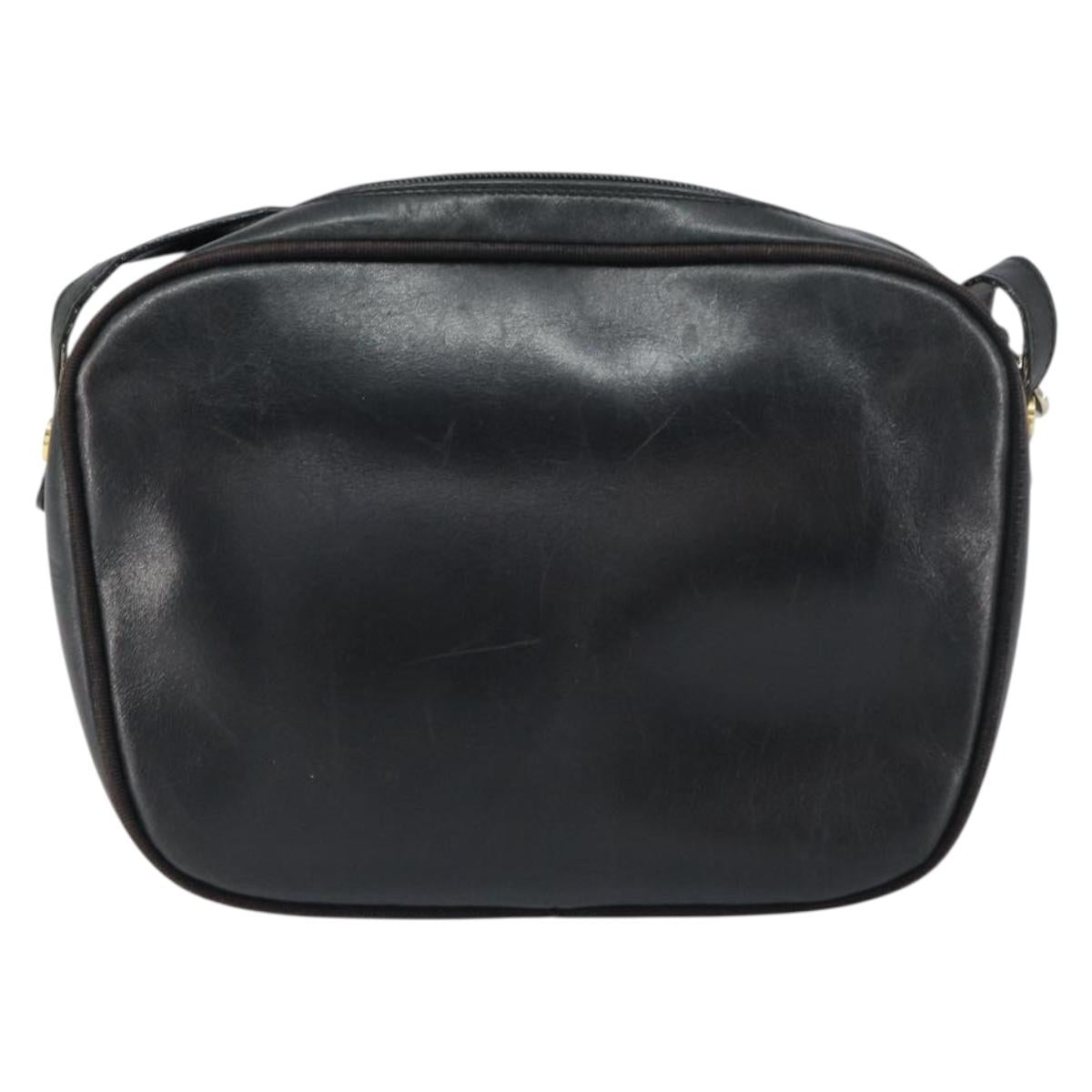 Salvatore Ferragamo Shoulder Bag Leather Black Gold Auth 158721