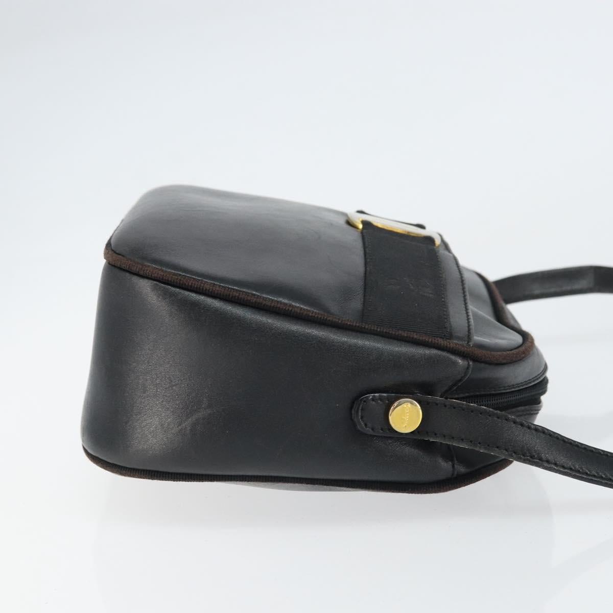 Salvatore Ferragamo Shoulder Bag Leather Black Gold Auth 158721