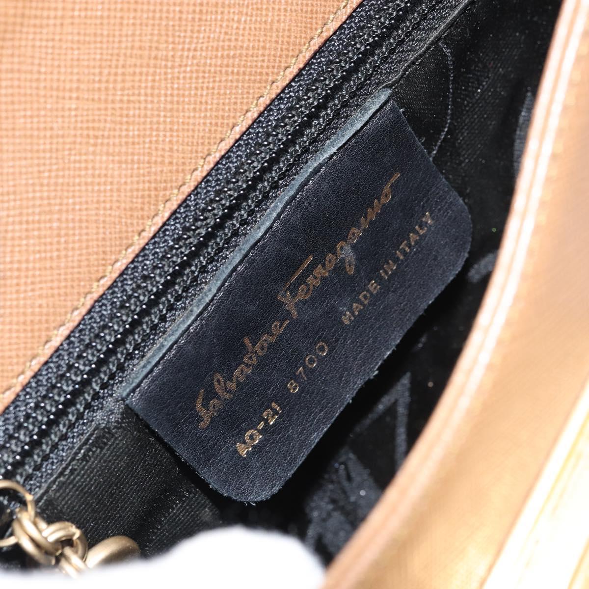Salvatore Ferragamo Hand Bag Leather Brown Gold Auth 158722