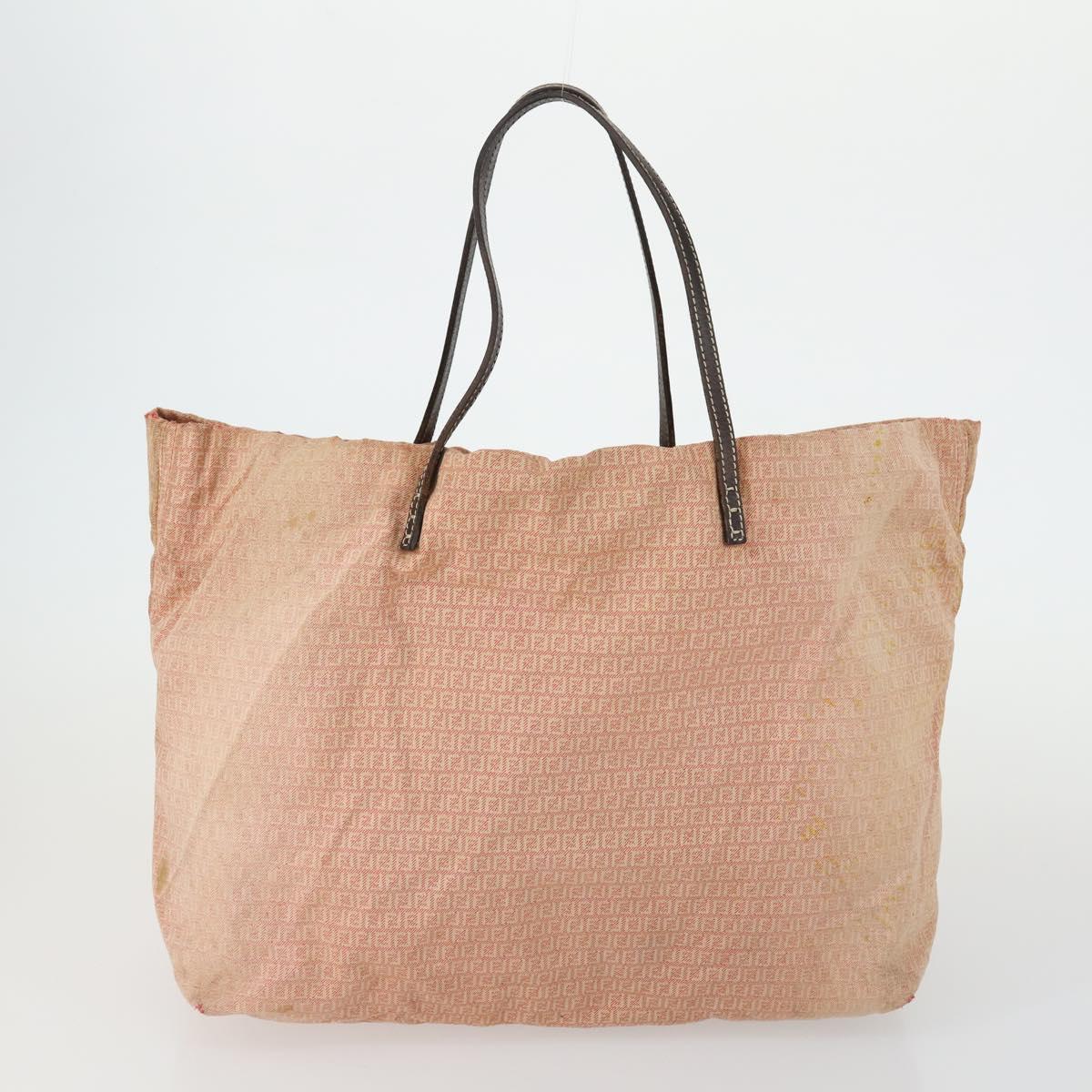 FENDI Zucca Canvas Zucchino Canvas Bag 2 Set Brown Black Orange Auth 158724