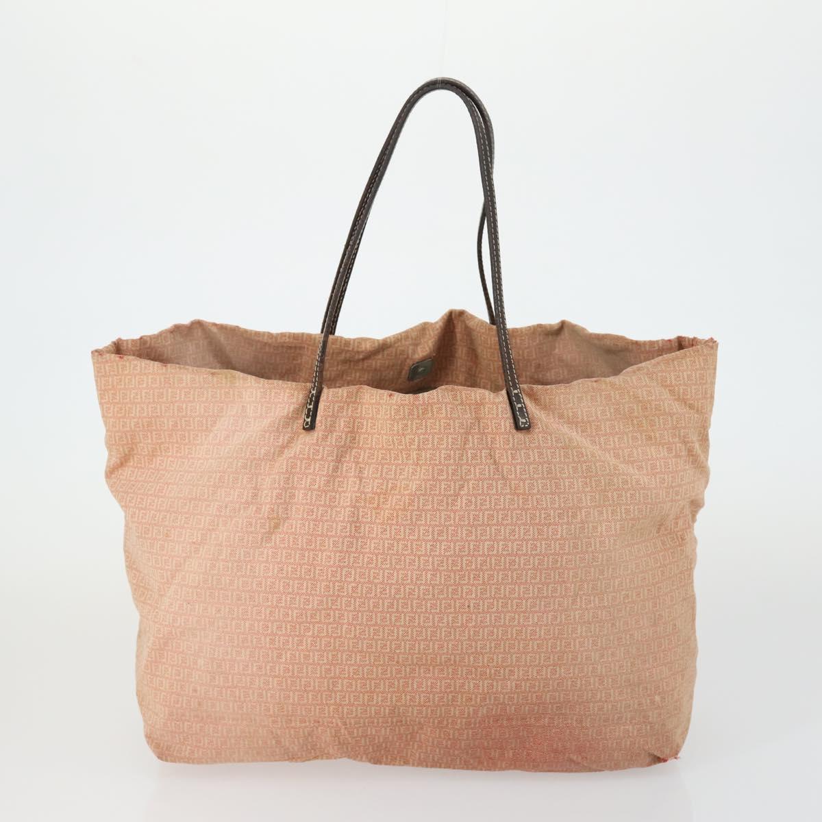 FENDI Zucca Canvas Zucchino Canvas Bag 2 Set Brown Black Orange Auth 158724