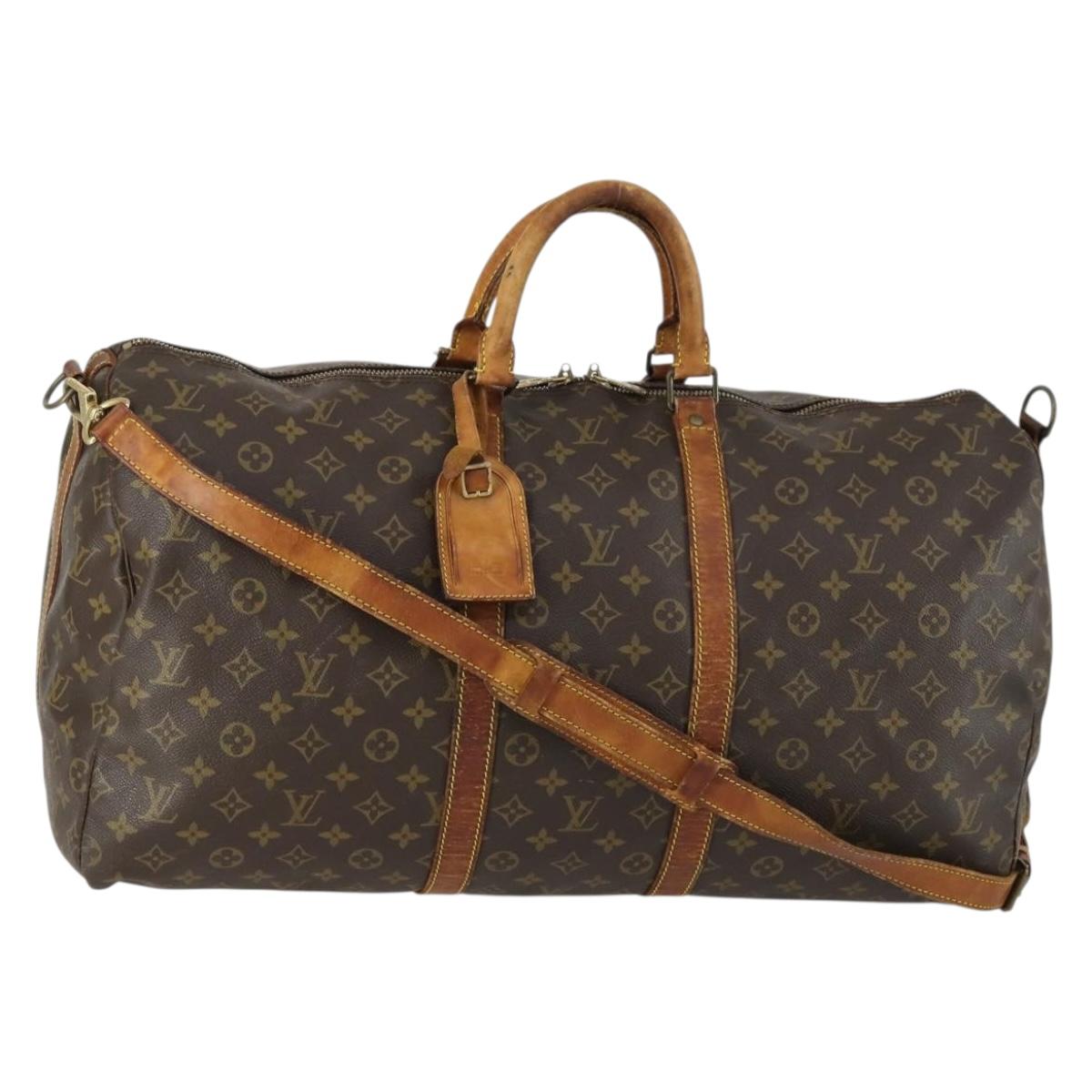 LOUIS VUITTON Monogram Keepall Bandouliere 55 Boston Bag M41414 LV Auth 158745