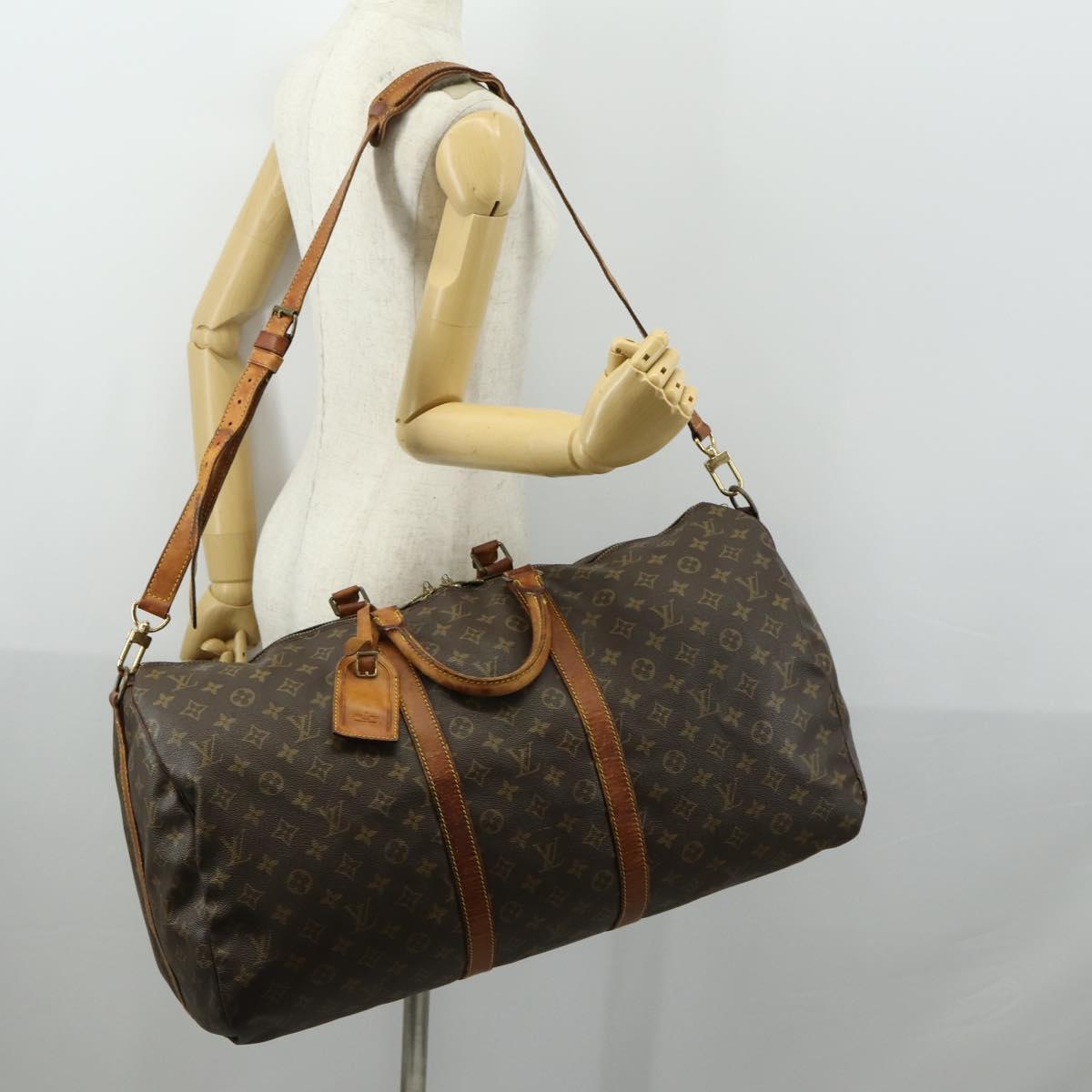 LOUIS VUITTON Monogram Keepall Bandouliere 55 Boston Bag M41414 LV Auth 158745