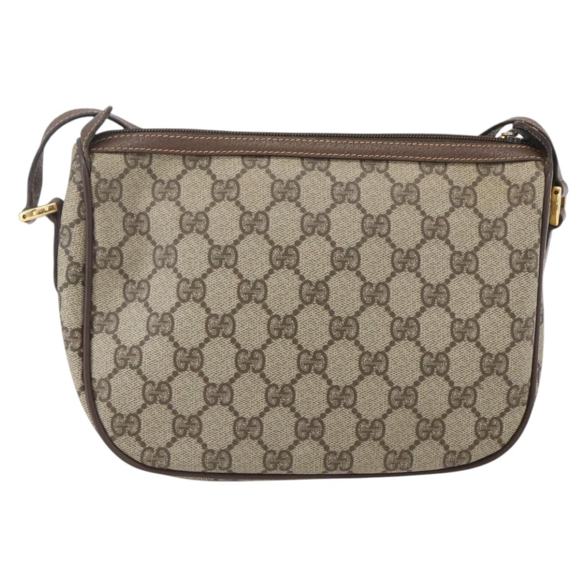 GUCCI GG Supreme Web Sherry Line Bag PVC Beige Gold 89 02 032 Auth 158797