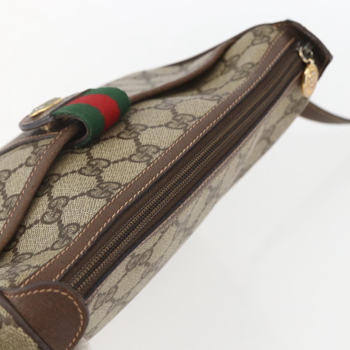 GUCCI GG Supreme Web Sherry Line Bag PVC Beige Gold 89 02 032 Auth 158797