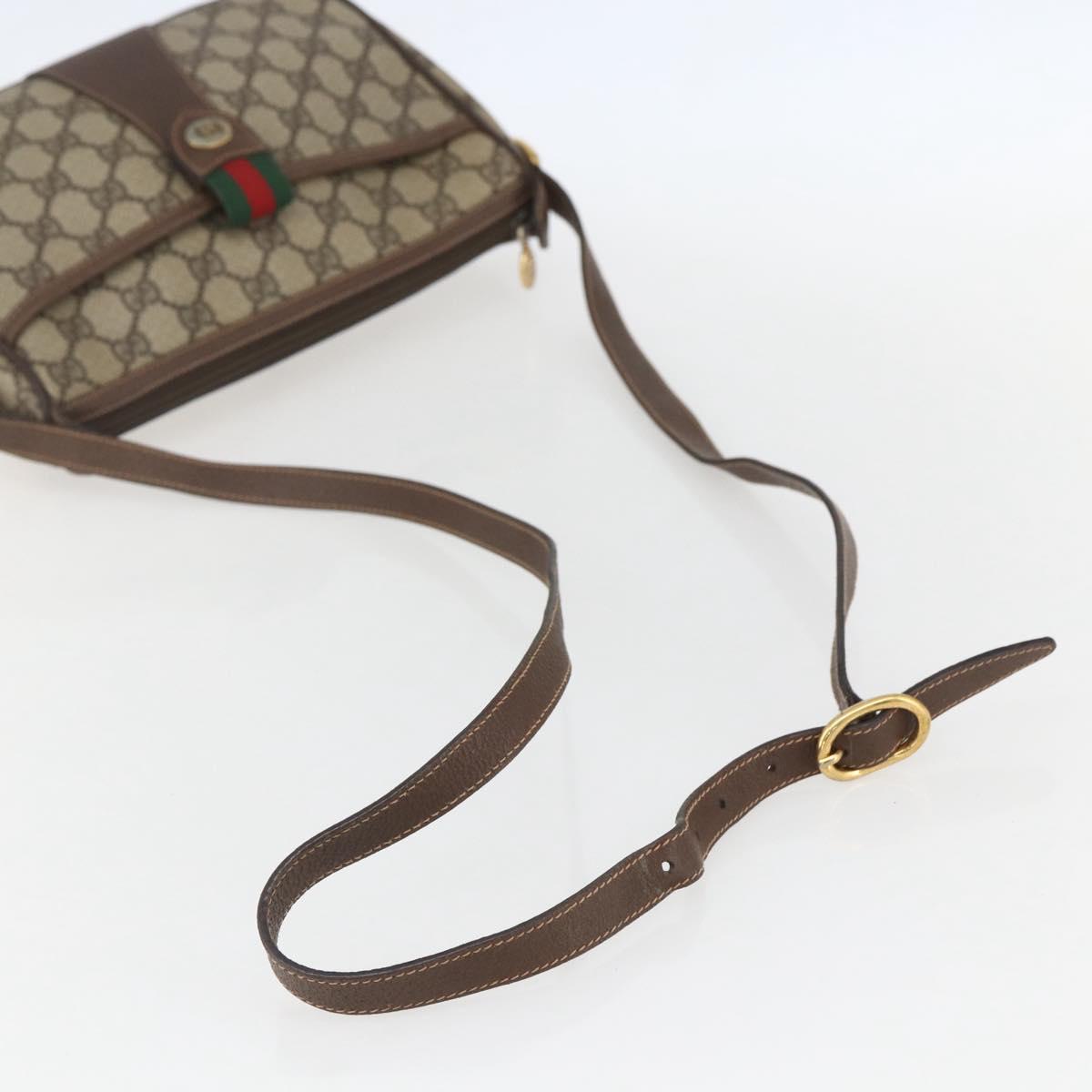 GUCCI GG Supreme Web Sherry Line Bag PVC Beige Gold 89 02 032 Auth 158797