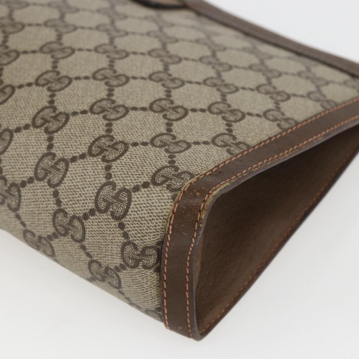 GUCCI GG Supreme Web Sherry Line Clutch Bag PVC Beige 89 01 033 Auth 158798
