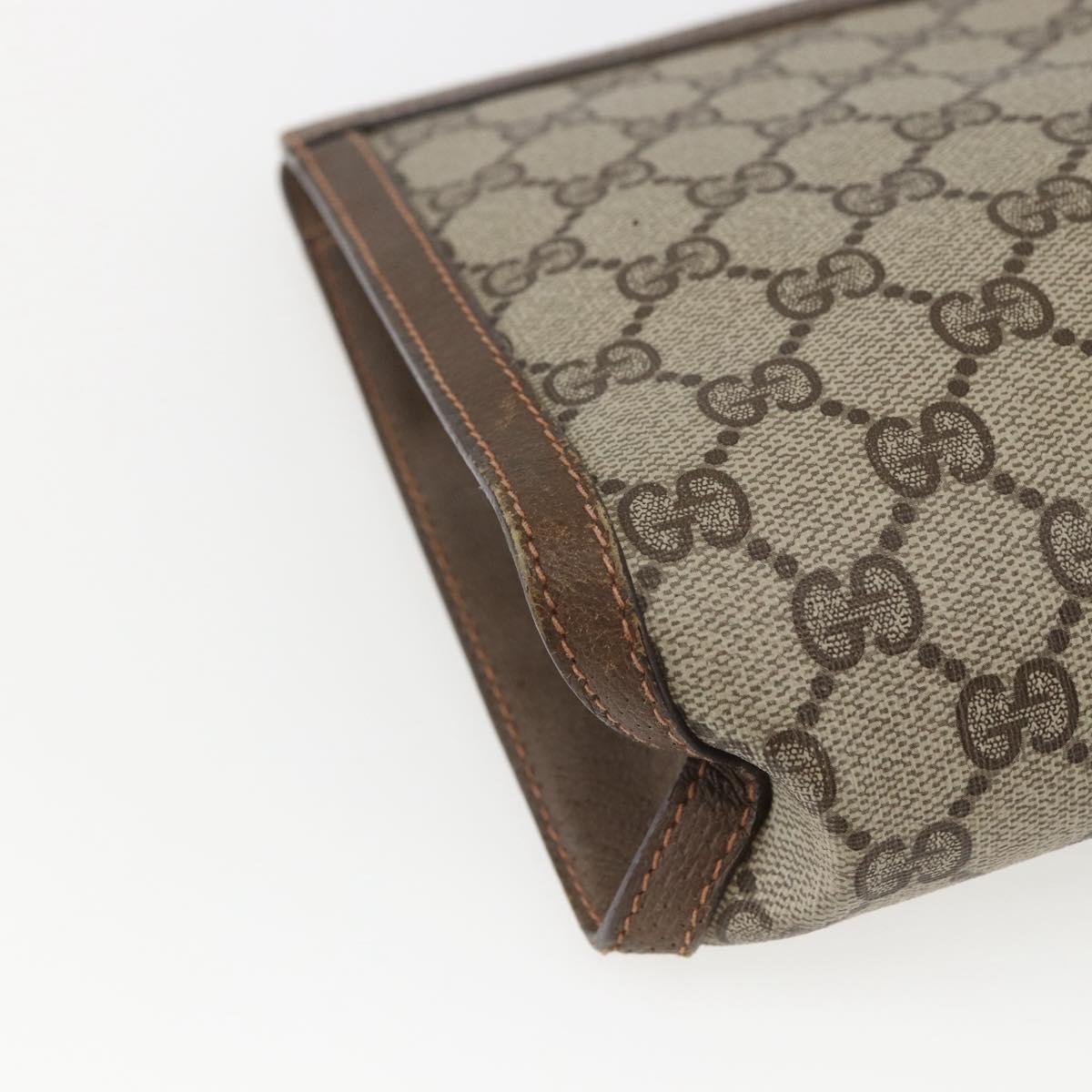 GUCCI GG Supreme Web Sherry Line Clutch Bag PVC Beige 89 01 033 Auth 158798