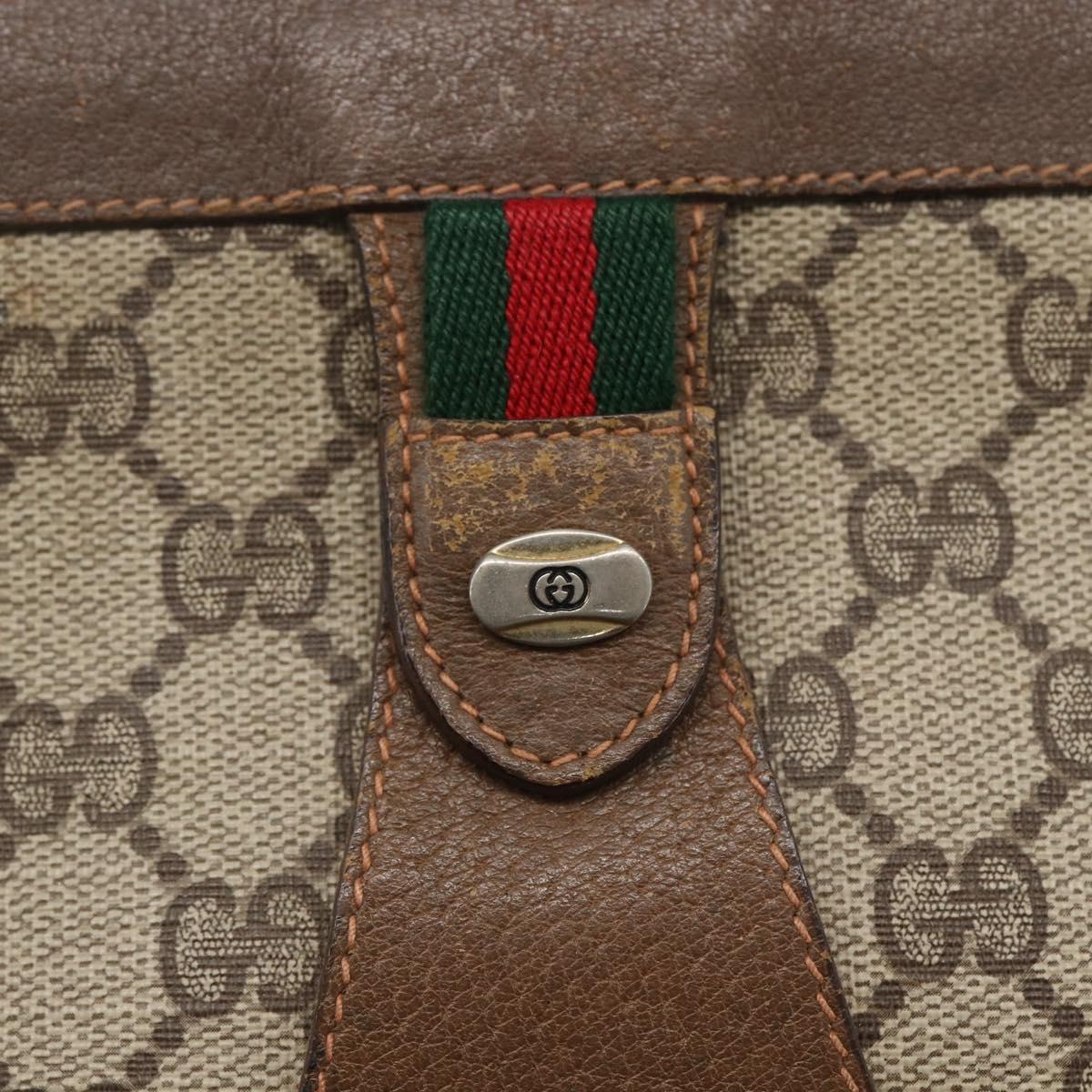 GUCCI GG Supreme Web Sherry Line Clutch Bag PVC Beige 89 01 033 Auth 158798