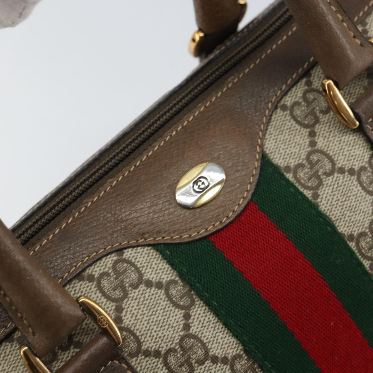 GUCCI GG Supreme Web Sherry Line Bag PVC Leather Beige 69 02 007 Auth 158799