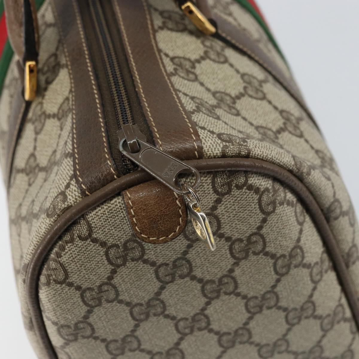 GUCCI GG Supreme Web Sherry Line Bag PVC Leather Beige 69 02 007 Auth 158799
