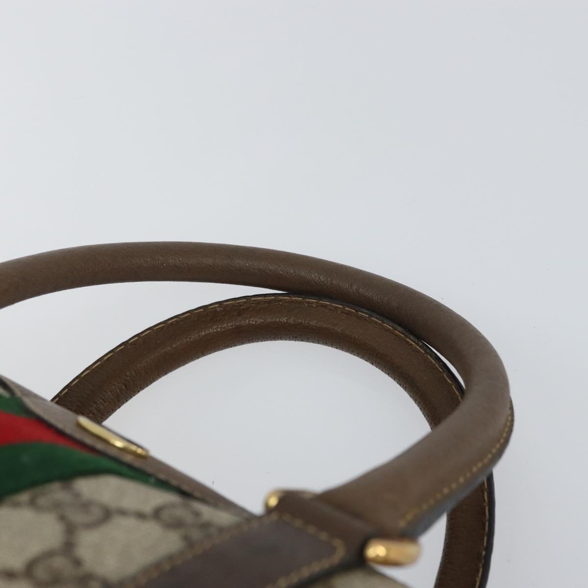 GUCCI GG Supreme Web Sherry Line Bag PVC Leather Beige 69 02 007 Auth 158799