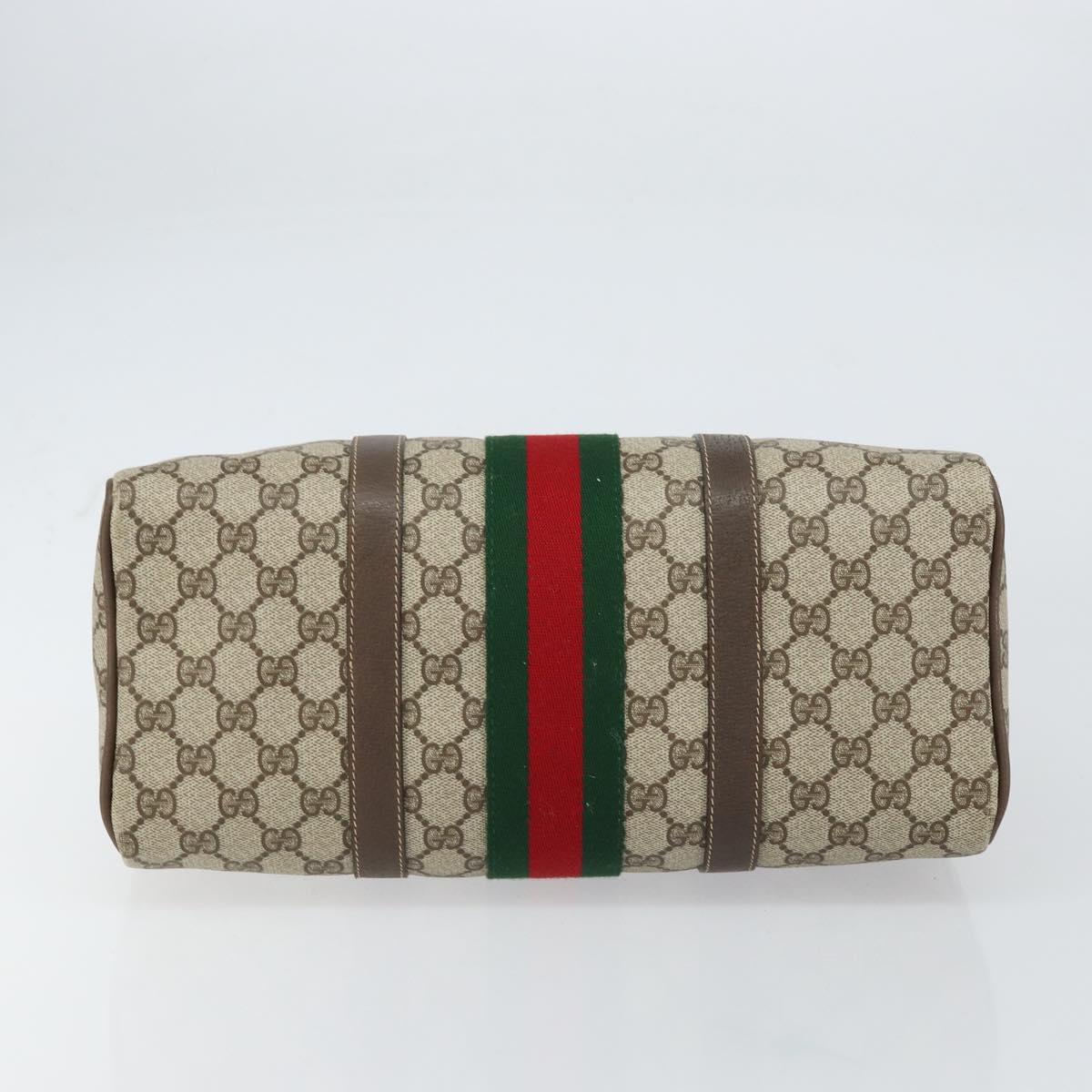 GUCCI GG Supreme Web Sherry Line Bag PVC Leather Beige 69 02 007 Auth 158799