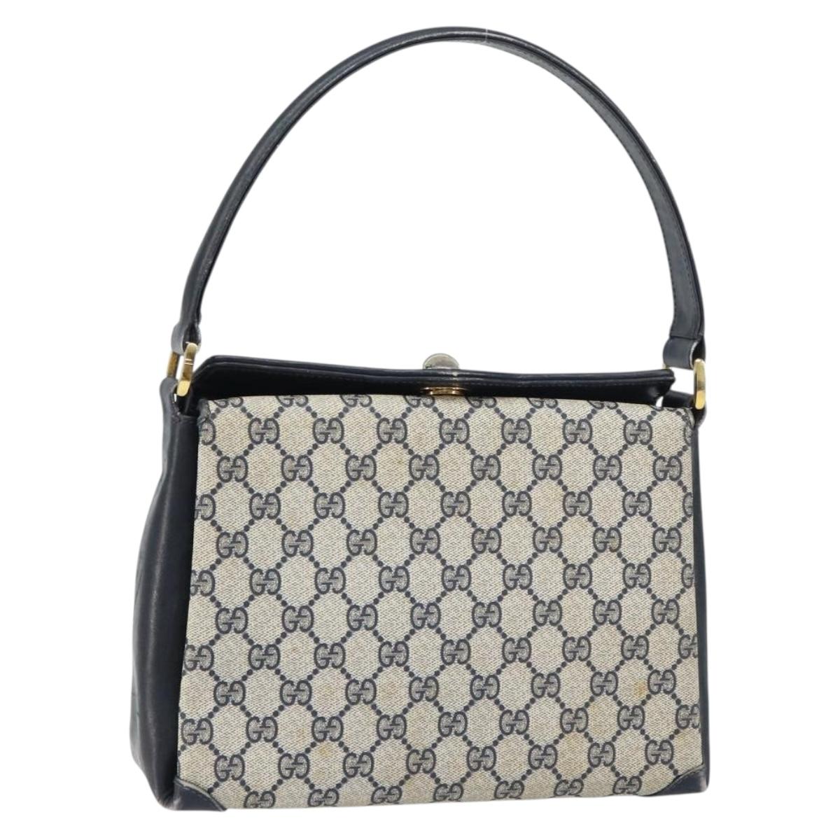 GUCCI GG Supreme Shoulder Bag PVC Navy Gold 001 085 1368 Auth 158804