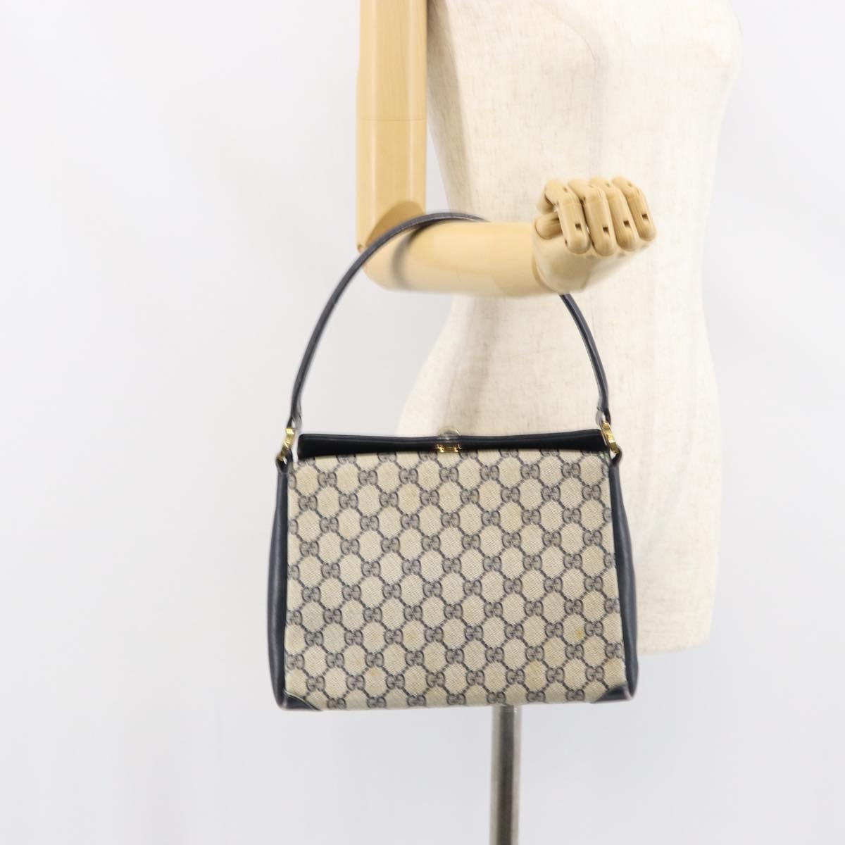 GUCCI GG Supreme Shoulder Bag PVC Navy Gold 001 085 1368 Auth 158804