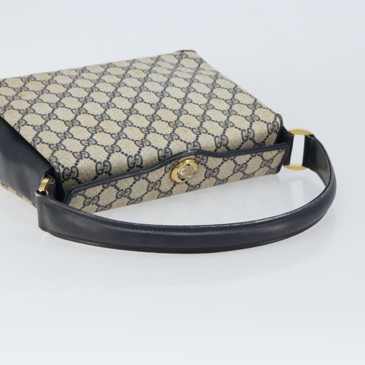 GUCCI GG Supreme Shoulder Bag PVC Navy Gold 001 085 1368 Auth 158804