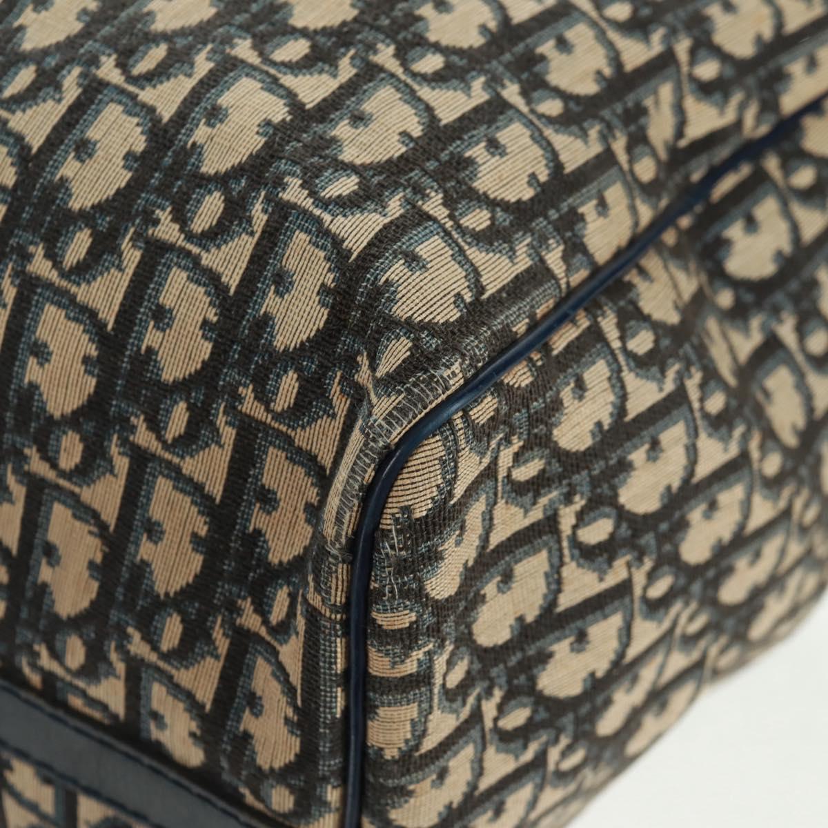 Christian Dior Trotter Canvas Boston Bag Navy Silver Auth 158811