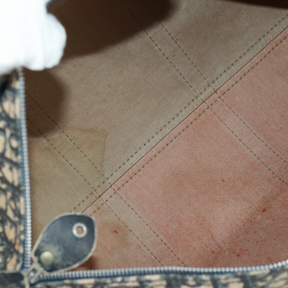 Christian Dior Trotter Canvas Boston Bag Navy Silver Auth 158811