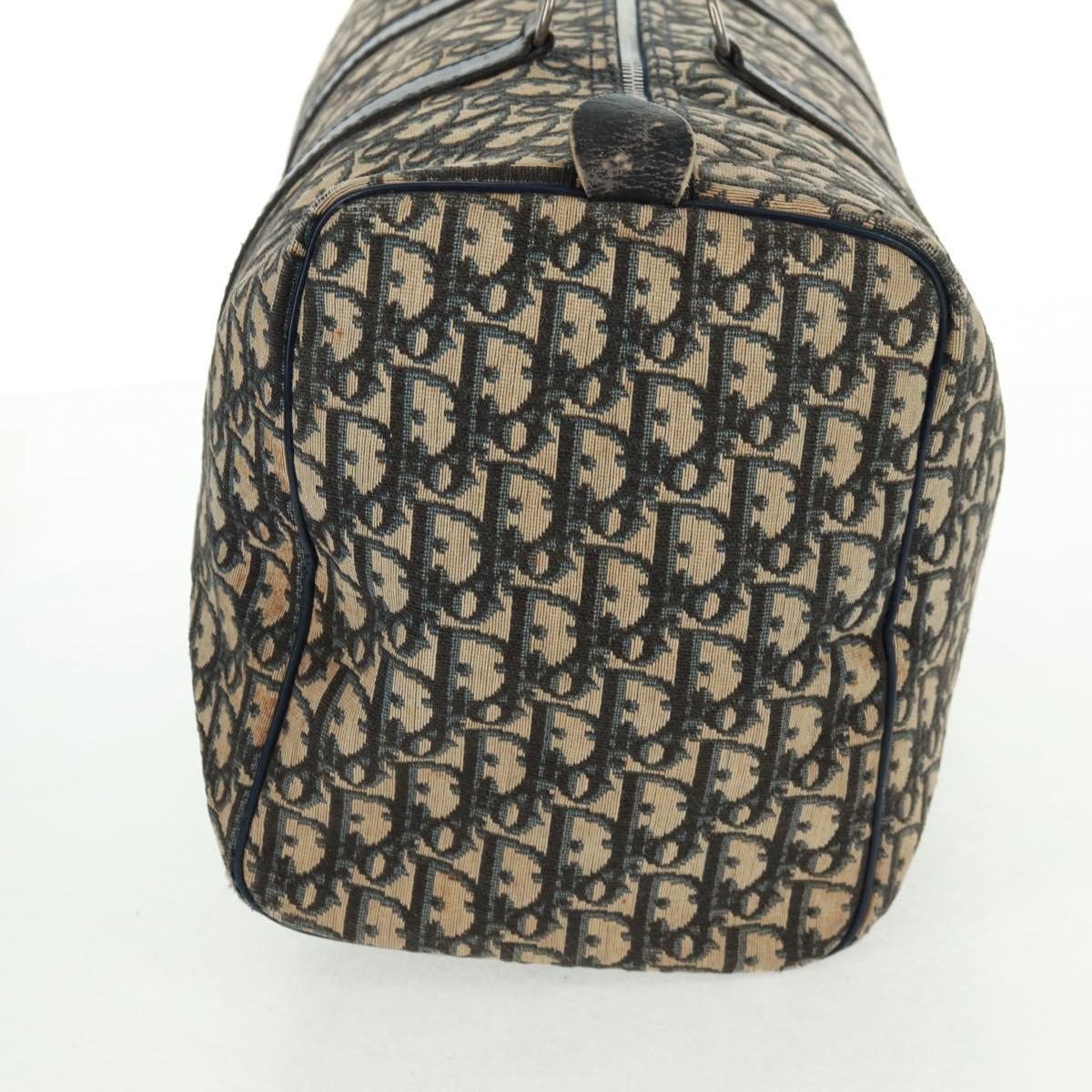 Christian Dior Trotter Canvas Boston Bag Navy Silver Auth 158811