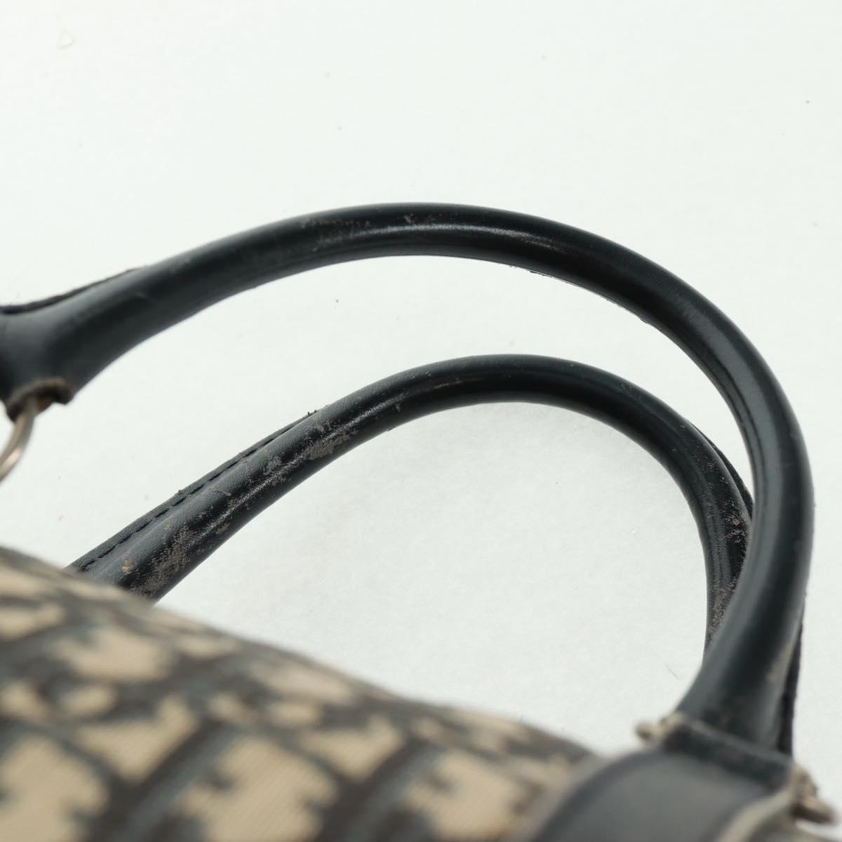 Christian Dior Trotter Canvas Boston Bag Navy Silver Auth 158811