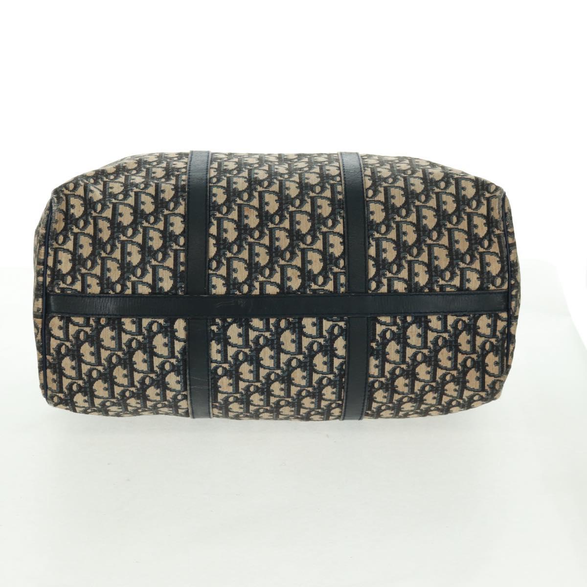 Christian Dior Trotter Canvas Boston Bag Navy Silver Auth 158811