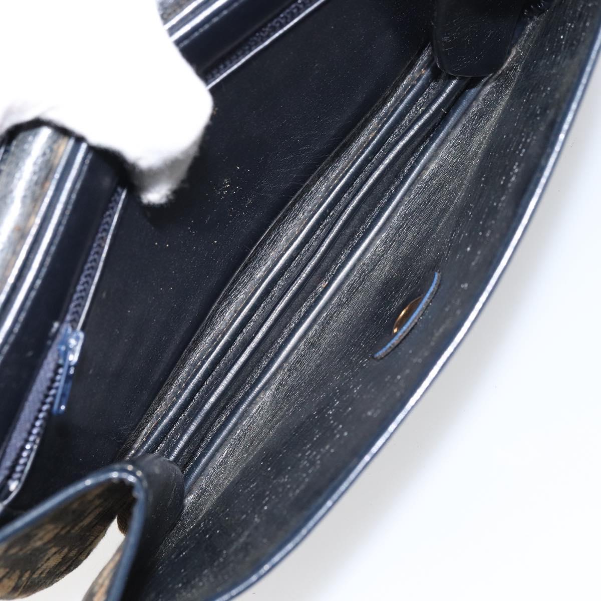 Christian Dior Trotter Canvas Shoulder Bag Navy Gold Auth 158813