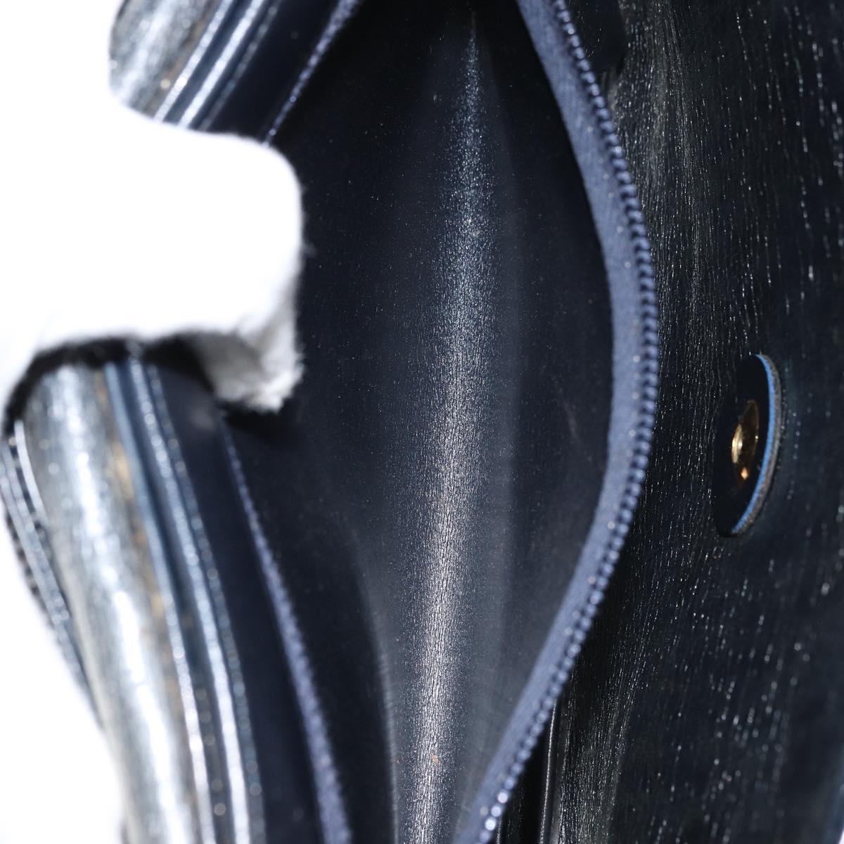 Christian Dior Trotter Canvas Shoulder Bag Navy Gold Auth 158813