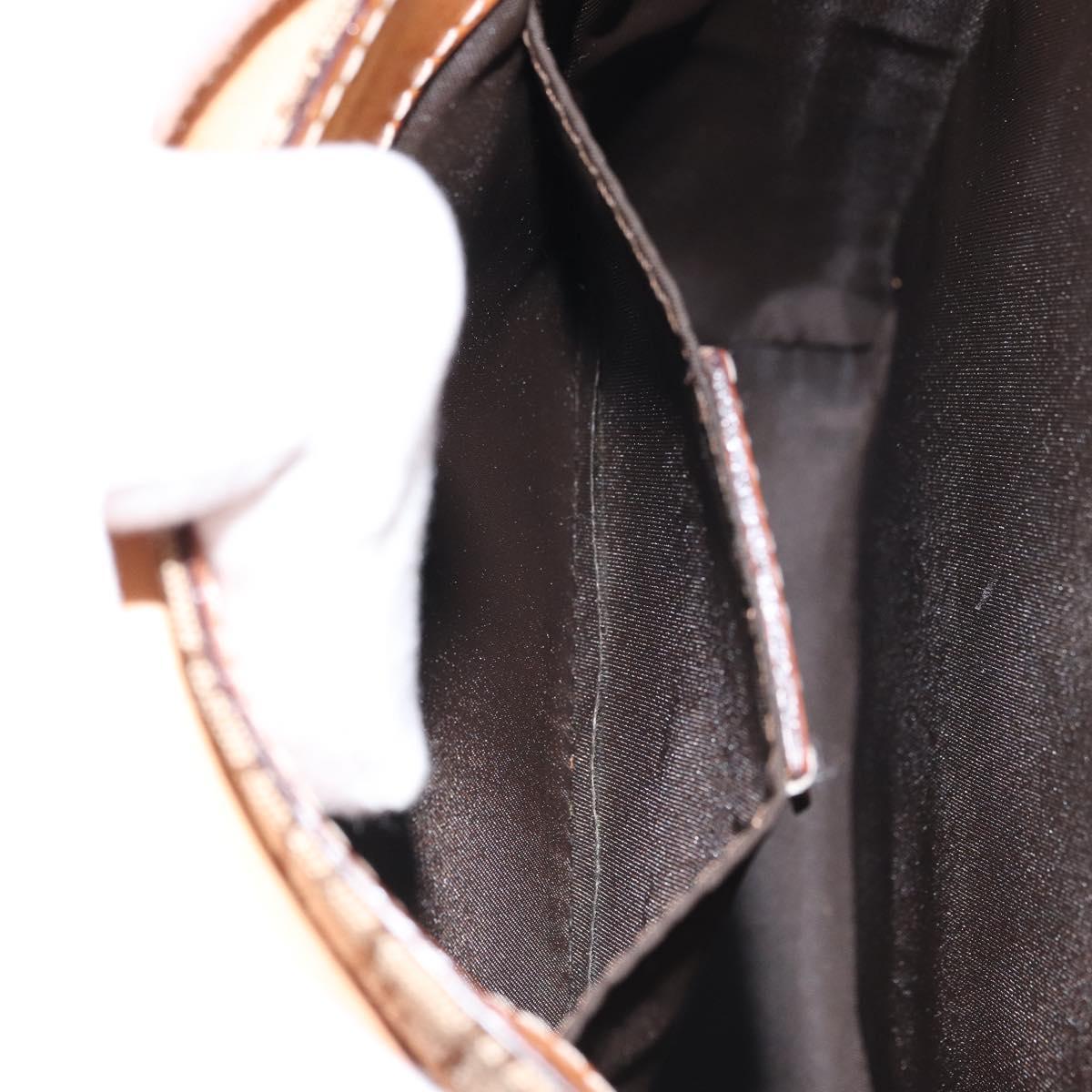Christian Dior Trotter Canvas Shoulder Bag Brown Gold Auth 158816