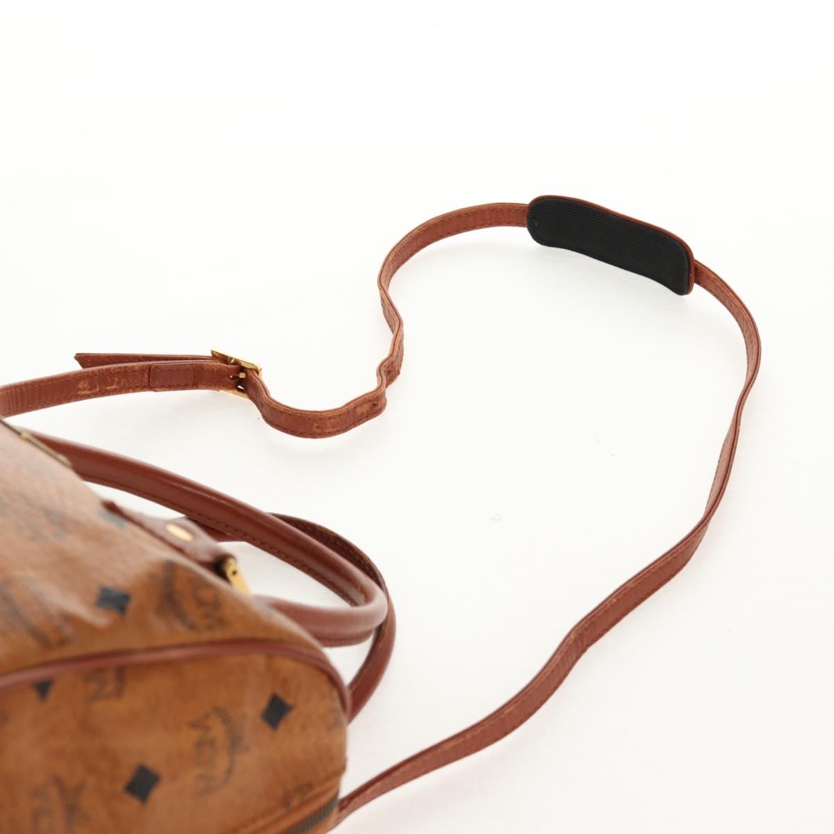MCM Logogram Vicetos Hand Bag PVC Leather 2way Brown Gold Auth 158823