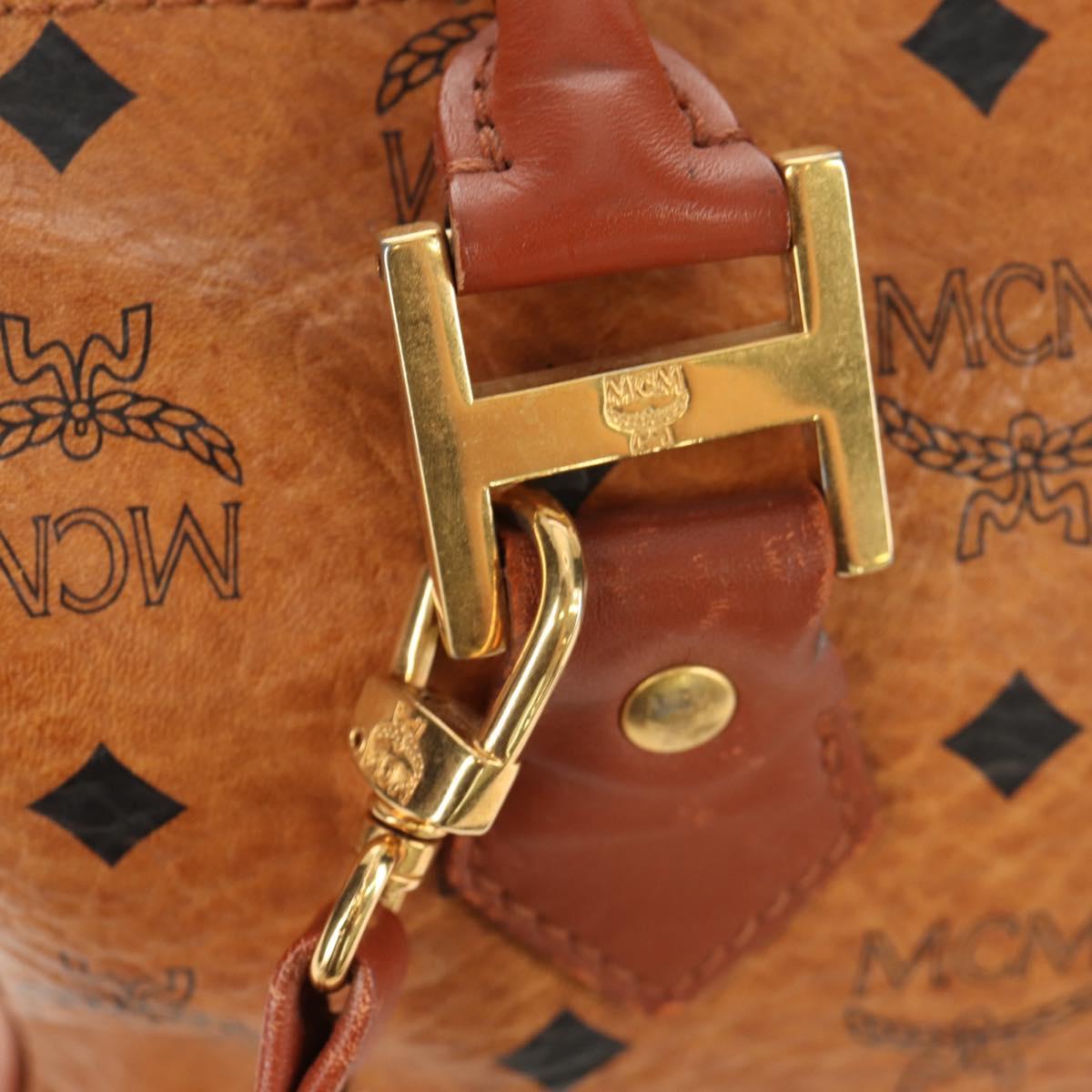 MCM Logogram Vicetos Hand Bag PVC Leather 2way Brown Gold Auth 158823