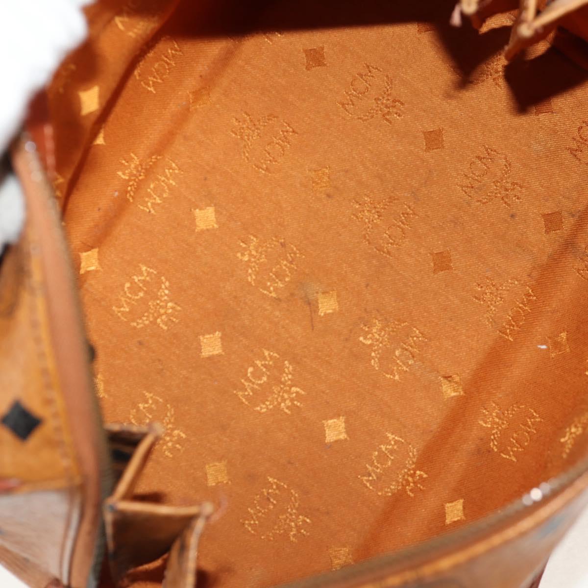 MCM Logogram Vicetos Hand Bag PVC Leather 2way Brown Gold Auth 158823