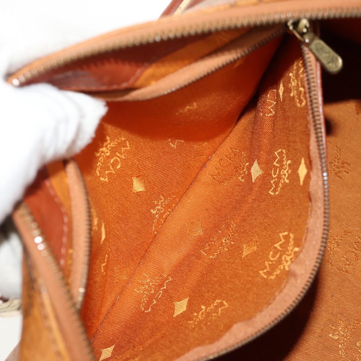 MCM Logogram Vicetos Hand Bag PVC Leather 2way Brown Gold Auth 158823