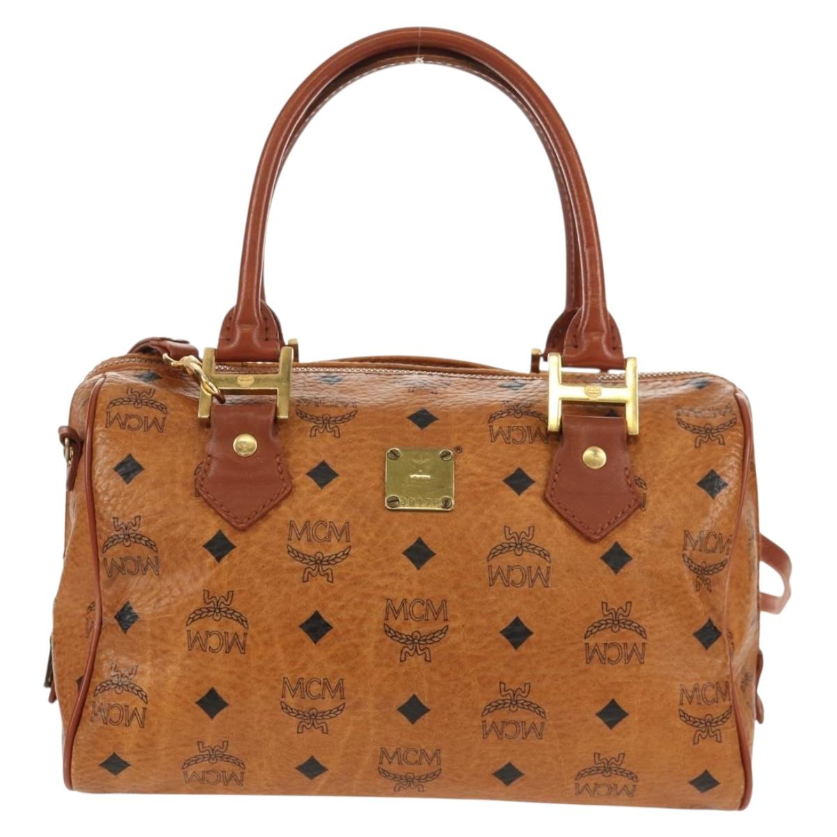 MCM Logogram Vicetos Hand Bag PVC Leather 2way Brown Gold Auth 158823