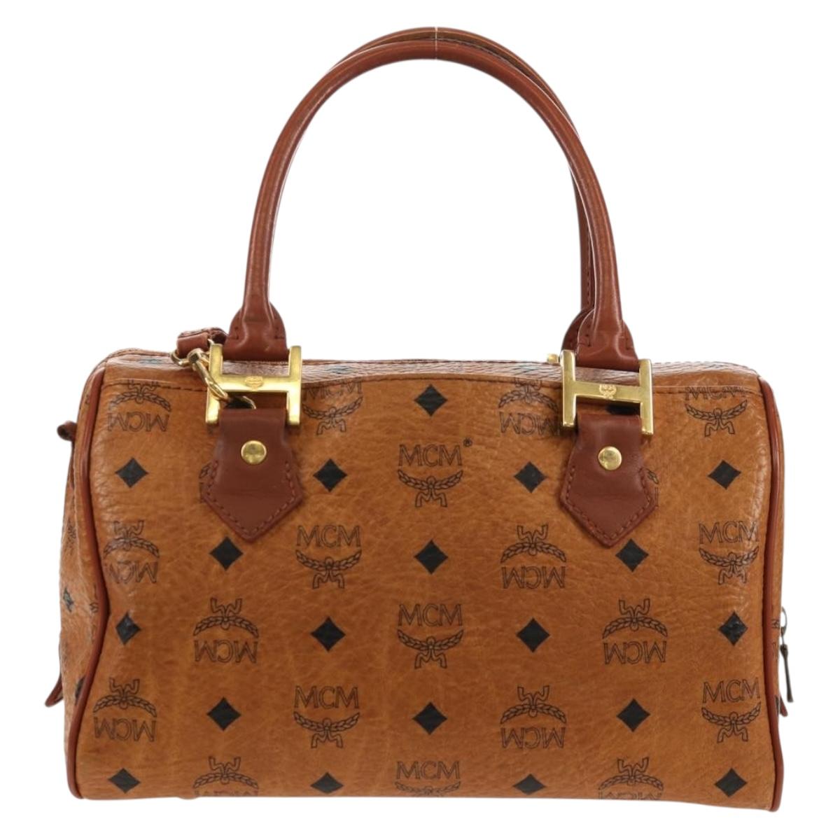 MCM Logogram Vicetos Hand Bag PVC Leather 2way Brown Gold Auth 158823