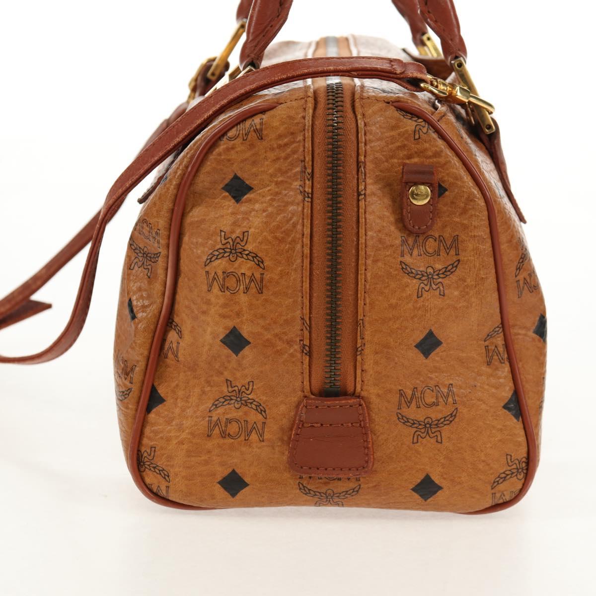 MCM Logogram Vicetos Hand Bag PVC Leather 2way Brown Gold Auth 158823