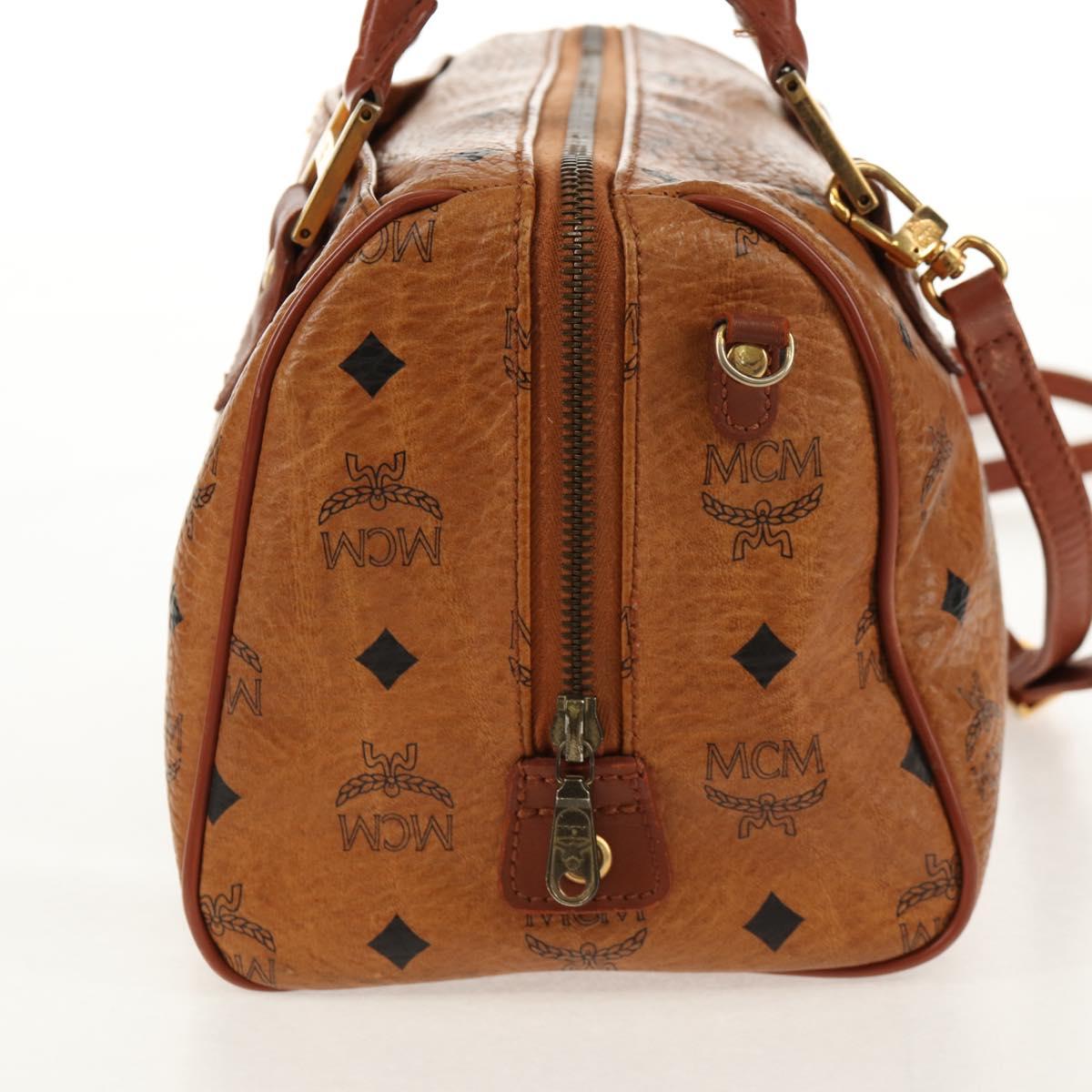 MCM Logogram Vicetos Hand Bag PVC Leather 2way Brown Gold Auth 158823
