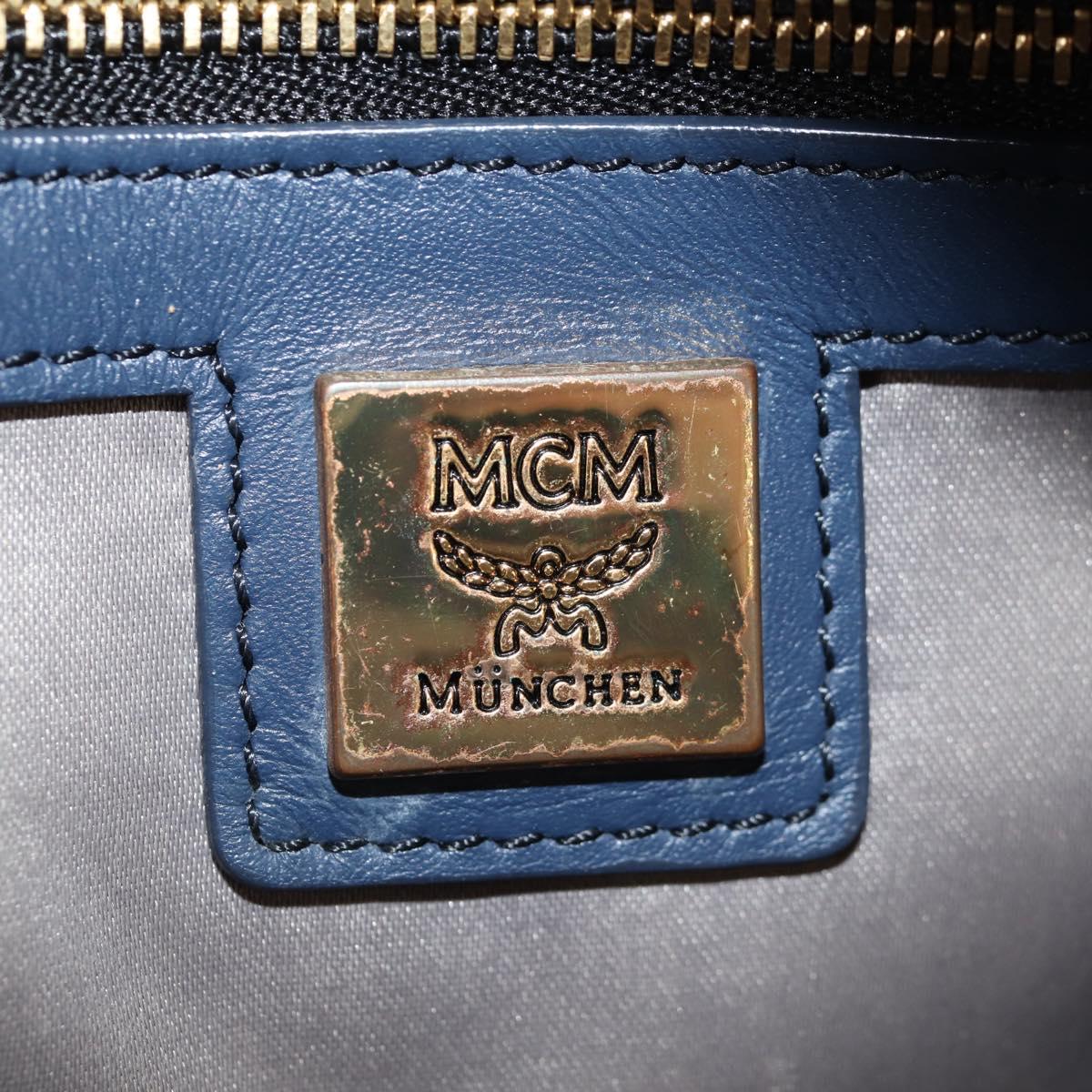 MCM Vicetos Logogram Backpack PVC Leather White Gold Auth 158824