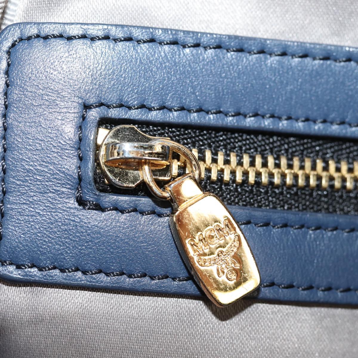 MCM Vicetos Logogram Backpack PVC Leather White Gold Auth 158824