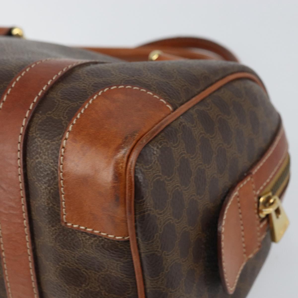 CELINE Macadam Canvas Hand Bag PVC Leather Brown Gold Auth 158827