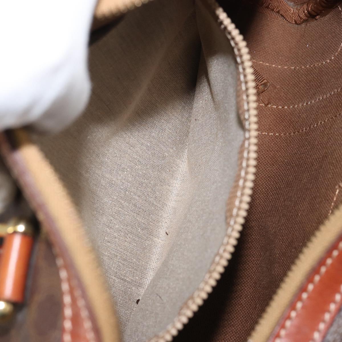 CELINE Macadam Canvas Hand Bag PVC Leather Brown Gold Auth 158827