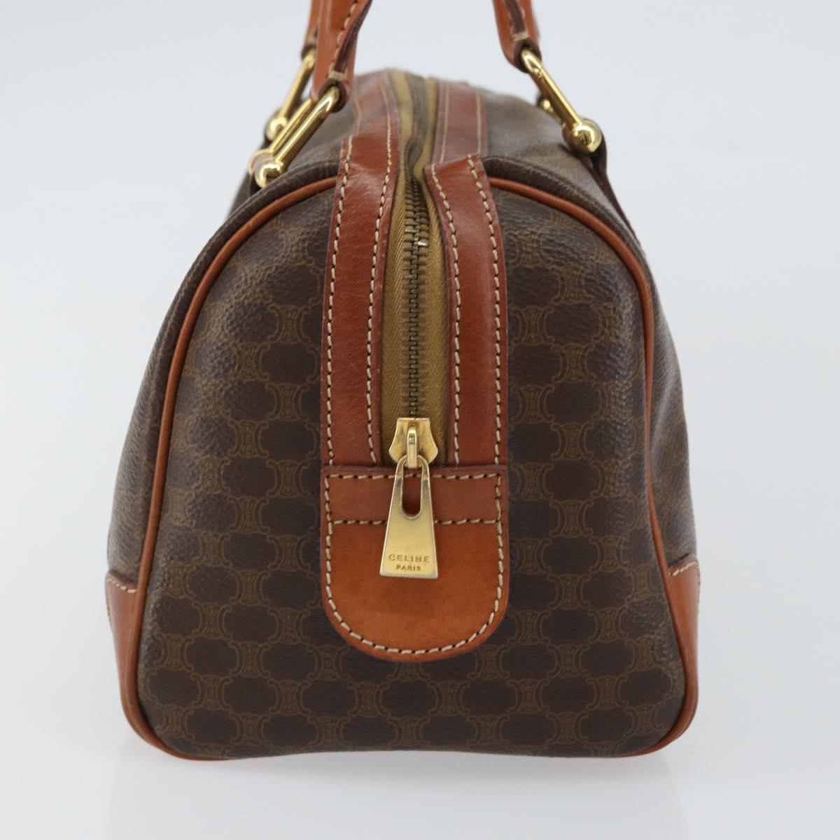 CELINE Macadam Canvas Hand Bag PVC Leather Brown Gold Auth 158827