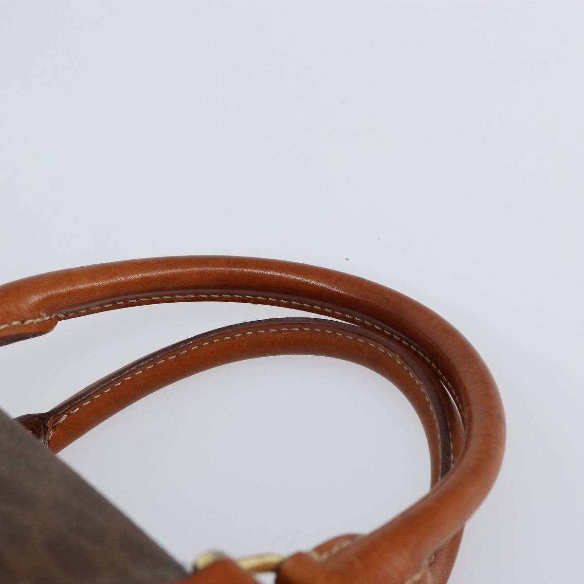 CELINE Macadam Canvas Hand Bag PVC Leather Brown Gold Auth 158827
