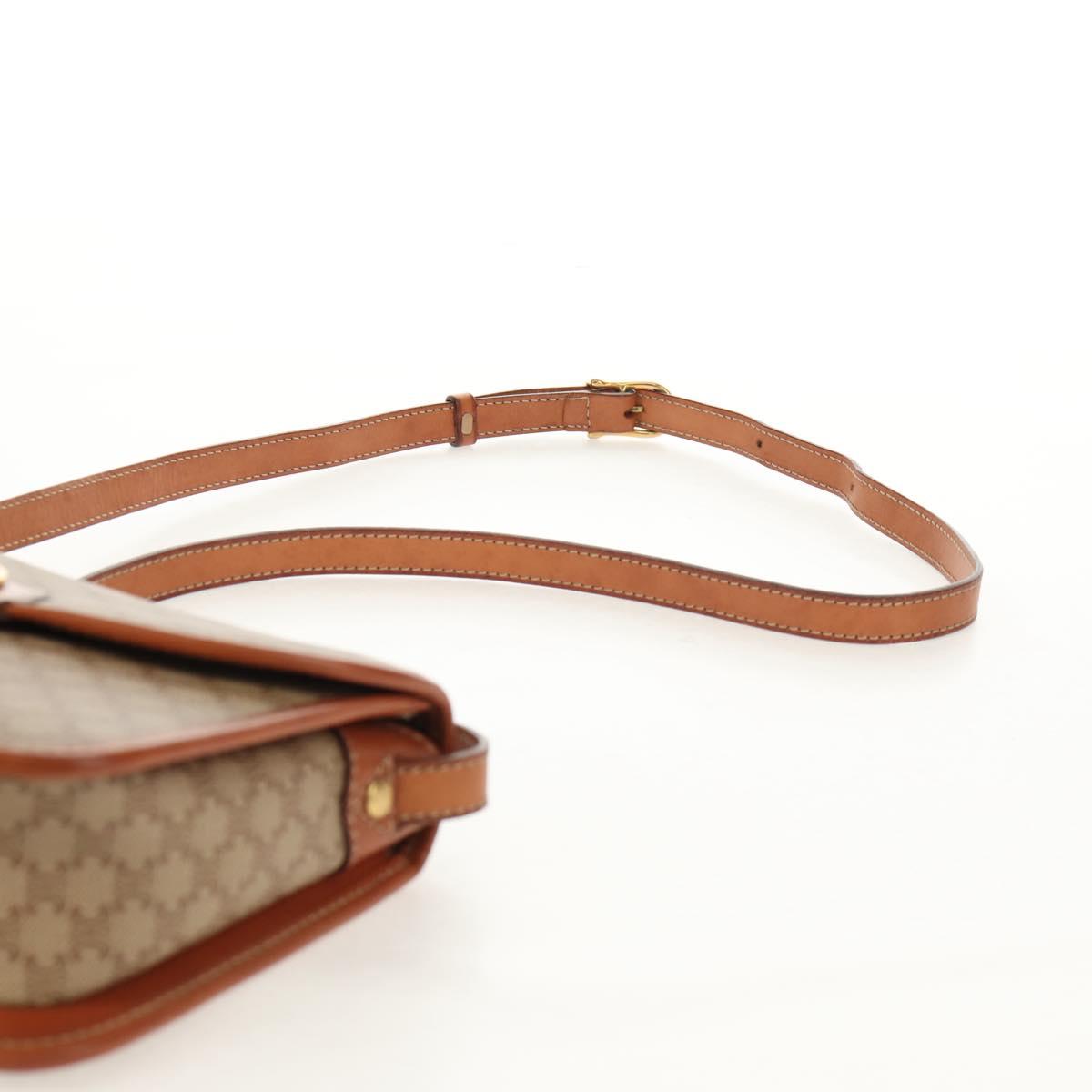 CELINE Macadam Canvas Shoulder Bag PVC Beige Gold Auth 158828