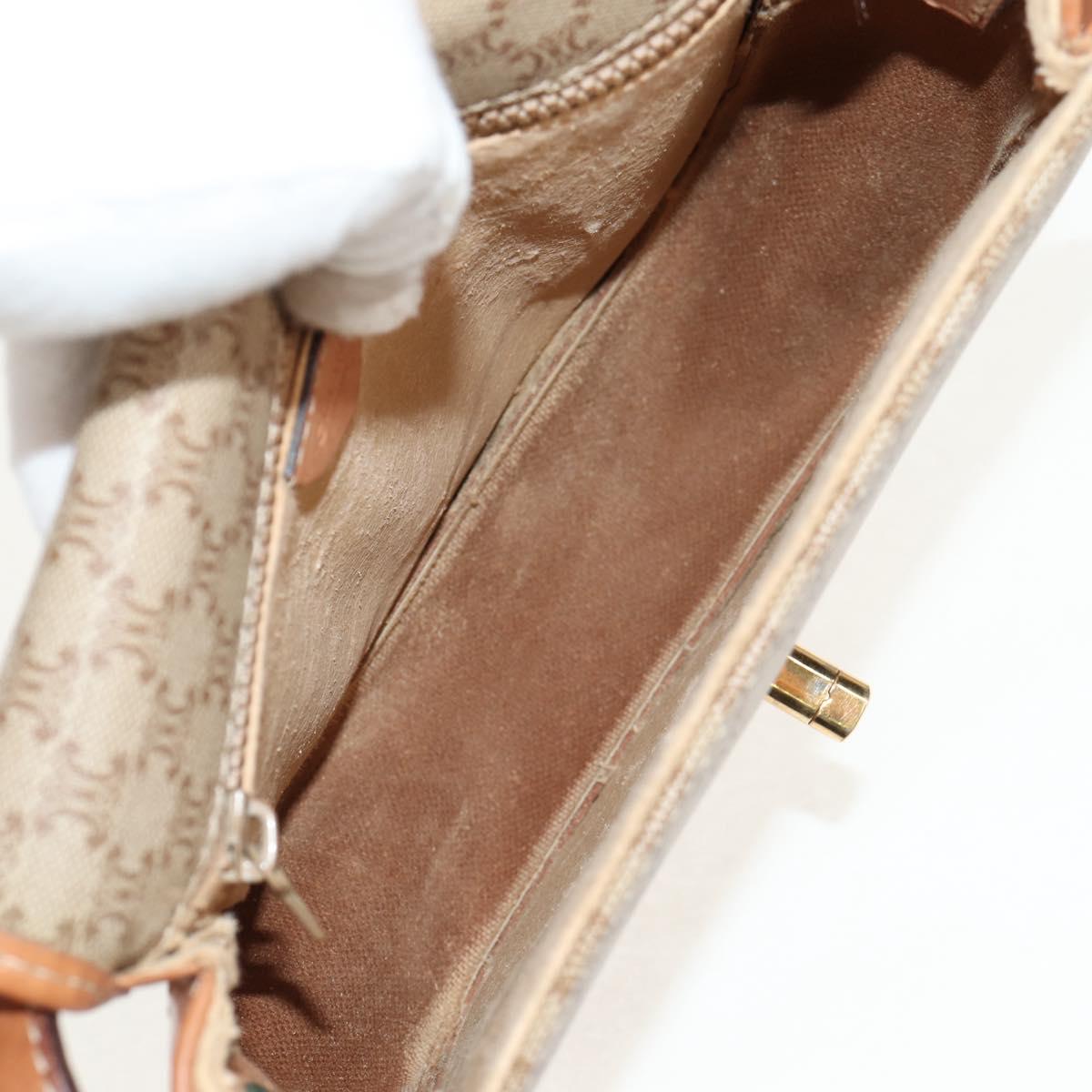 CELINE Macadam Canvas Shoulder Bag PVC Beige Gold Auth 158828