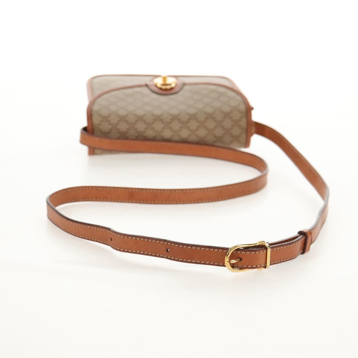 CELINE Macadam Canvas Shoulder Bag PVC Beige Gold Auth 158828