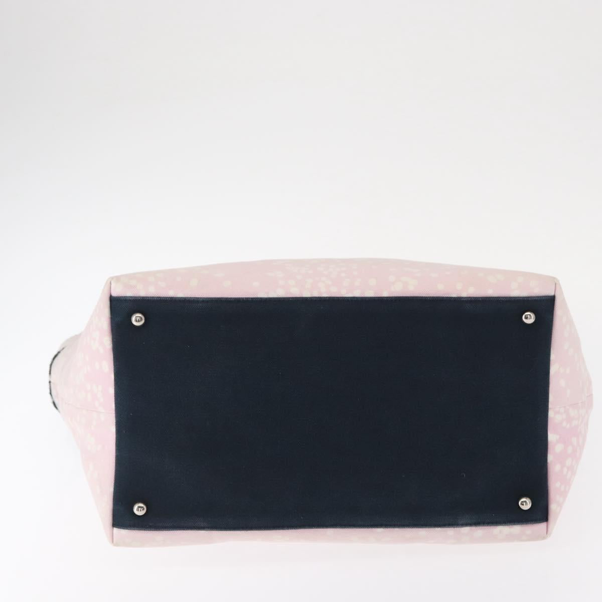 CHANEL Tote Bag Canvas Pink Silver CC Auth 158837